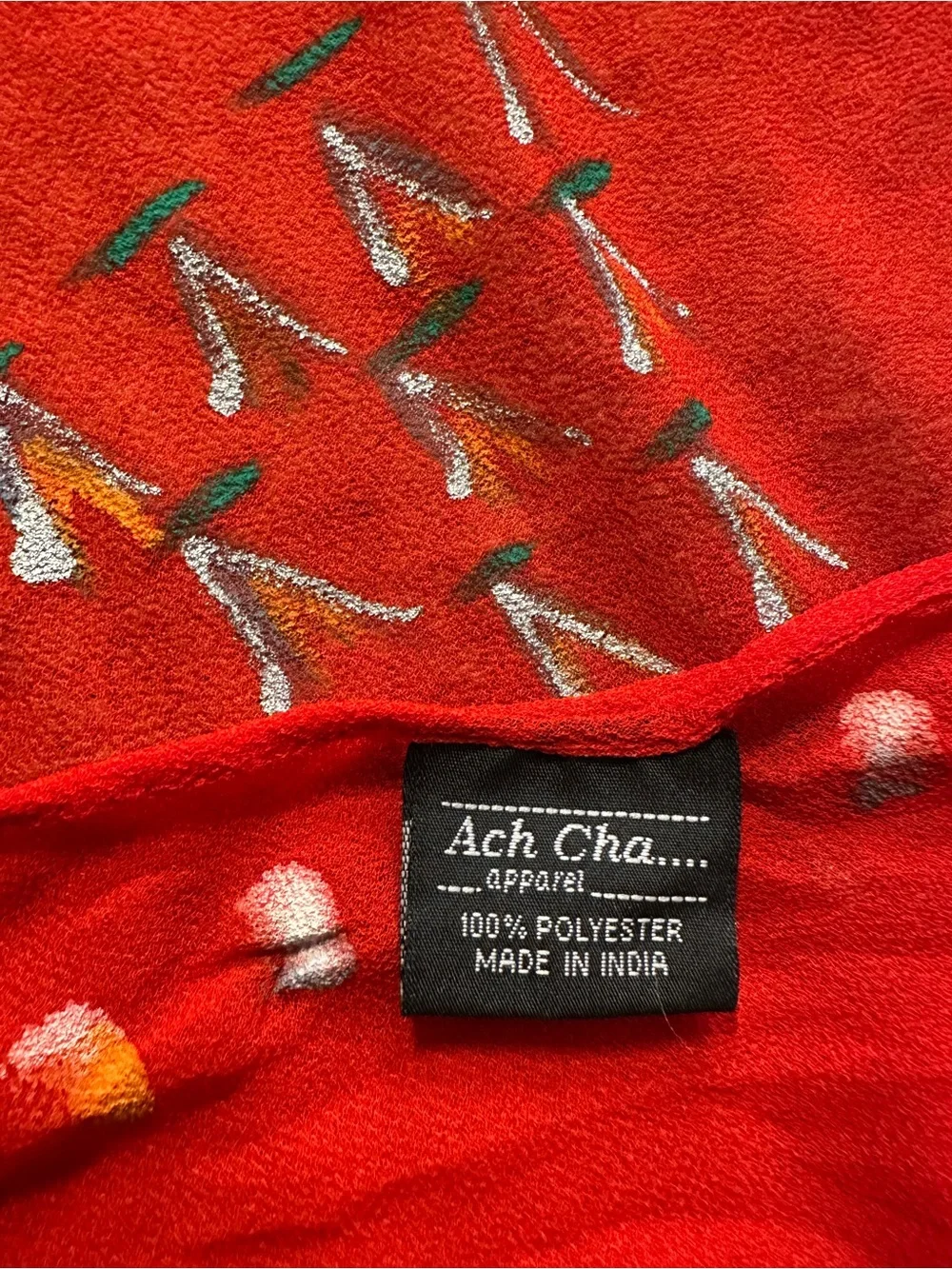Ach Cha Polyester Boho Shawl Scarf Wrap with Fringe 60” Length. Made in India